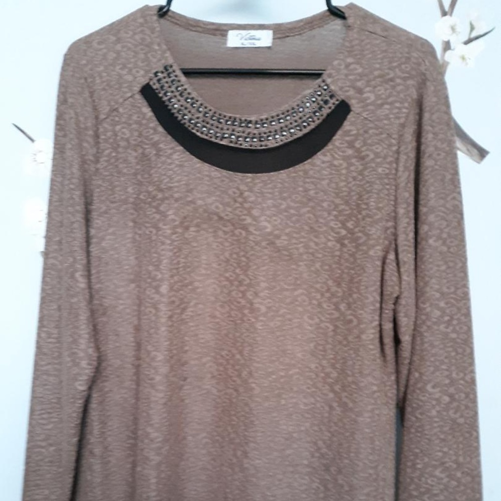 Brown Top with Black Trim